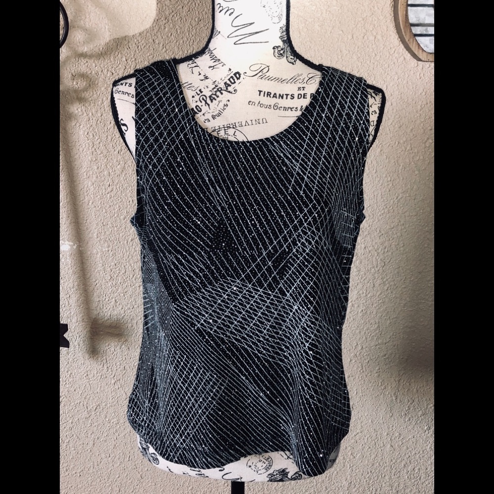 Sleeveless black glitter blouse